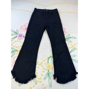 JUST BLACK DENIM Womens Size‎ 26 Black Frayed Flare Jeans Made in USA